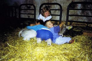unsere Kinder mit Kälbchen